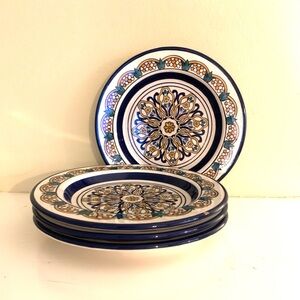 BIA hand painted ￼Plates, stoneware ceramic (set of 4) vintage ￼